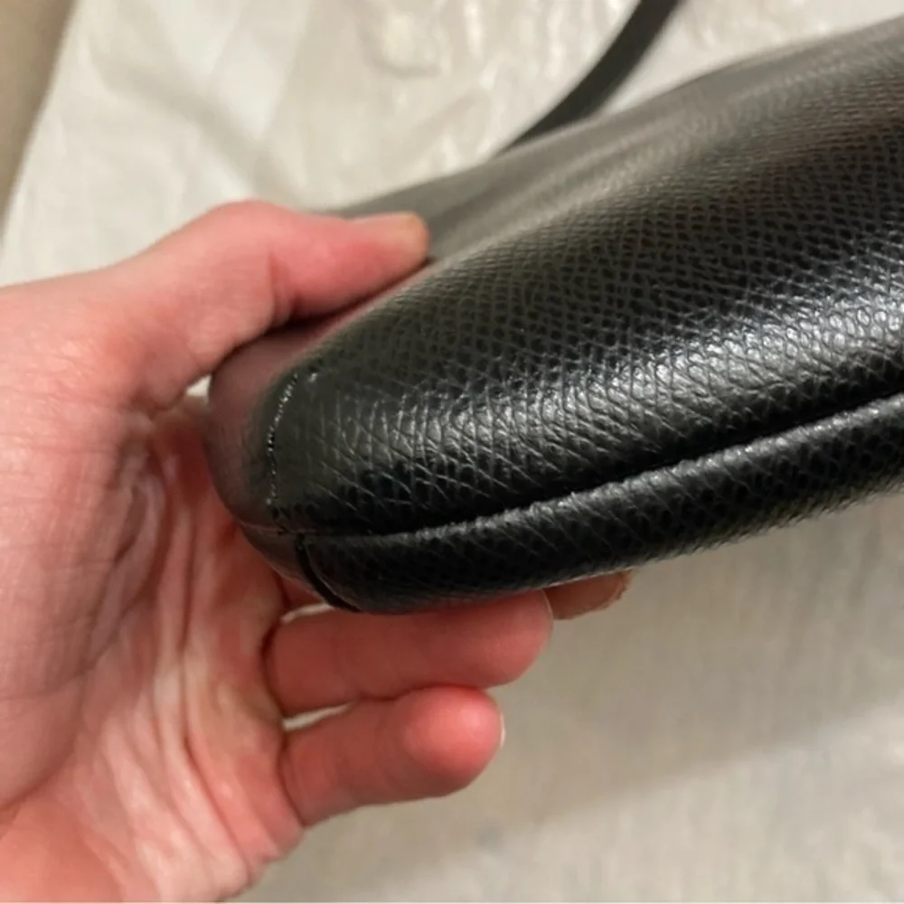 Coach black grained leather file crossbody bag